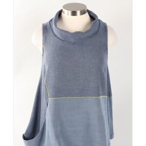 OZAI N KU – Steel Blue Stitch Sleeveless Cowl Tunic/Shirt (Size XXL)